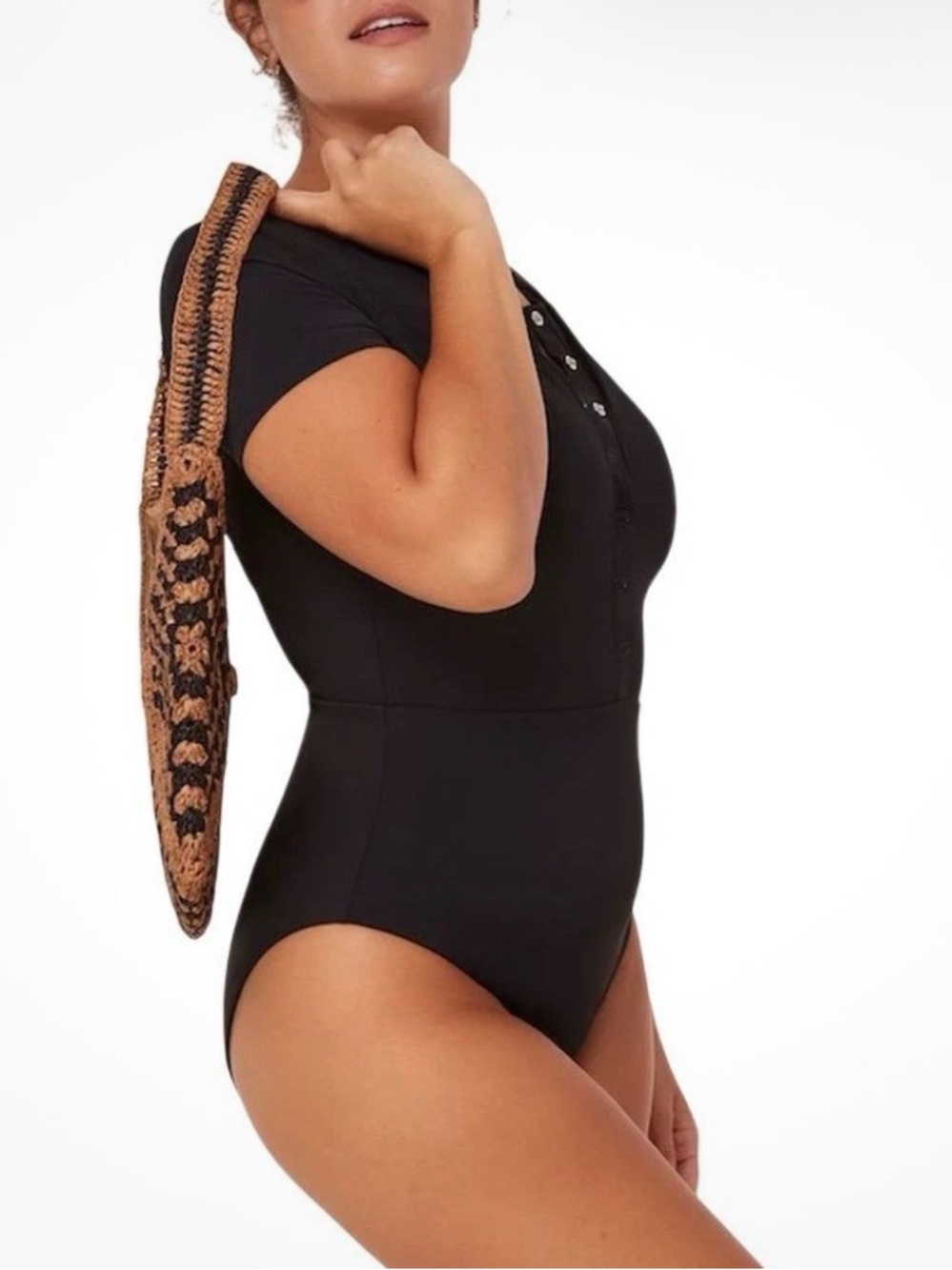 Andie women’s xl tall Augusta one piece swimsuit button front open back new